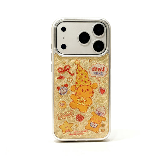 Gold Star and Dog Print Soft Phone Case for iPhone