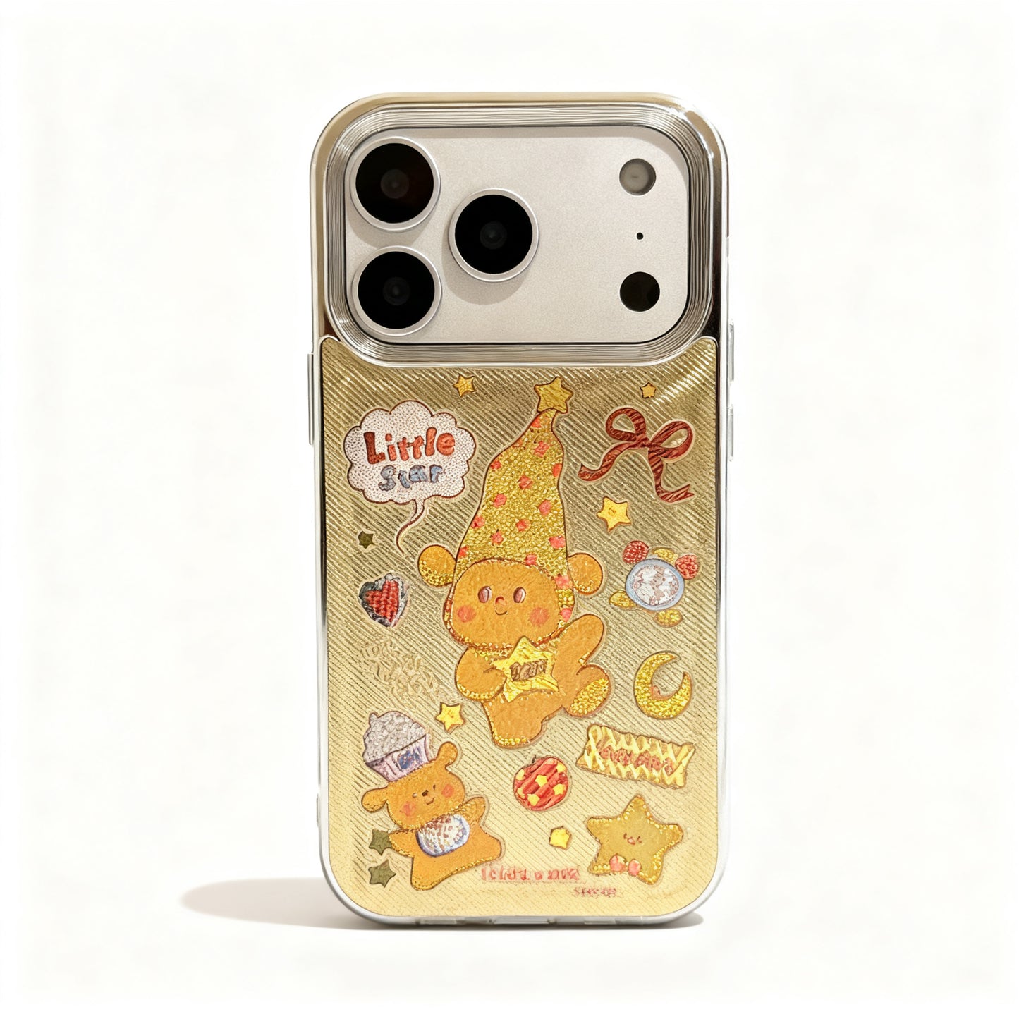 Gold Star and Dog Print Soft Phone Case for iPhone