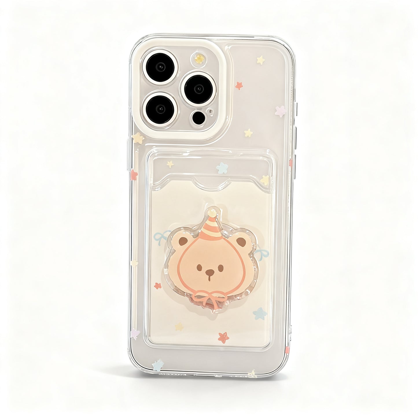 Cute Bear Pattern Stand Phone Case for iPhone