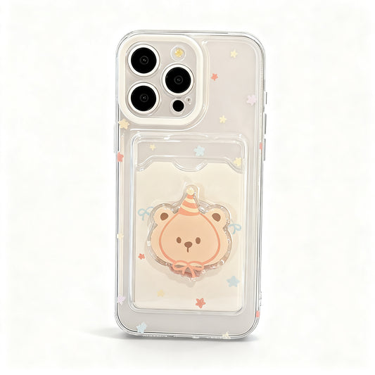 Cute Bear Pattern Stand Phone Case for iPhone