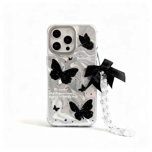 Black Water Wave Butterfly Design Phone Case for iPhone