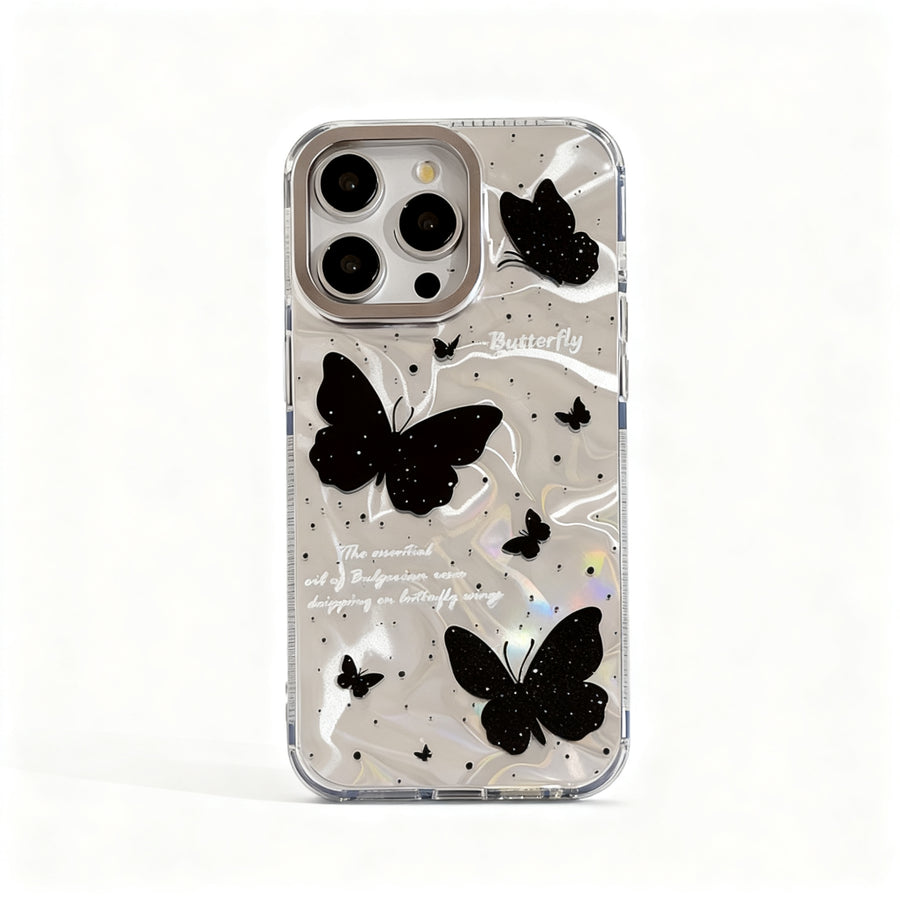 Black Water Wave Butterfly Design Phone Case for iPhone