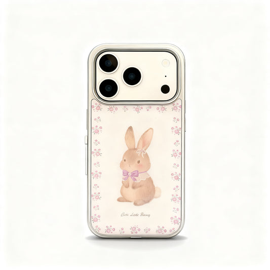 Purple Floral Bunny Soft Phone Case for iPhone