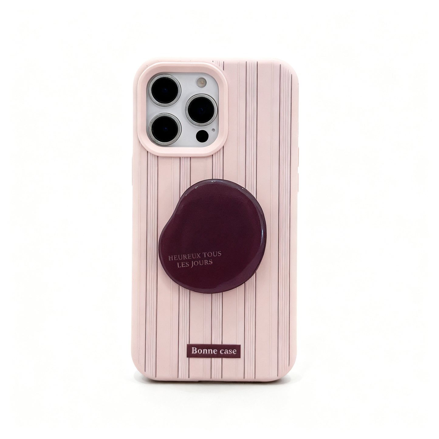 Pink Striped Soft Stand Phone Case for iPhone