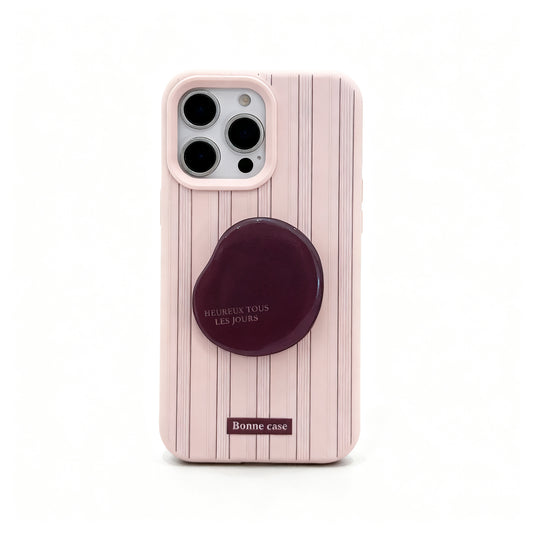 Pink Striped Soft Stand Phone Case for iPhone