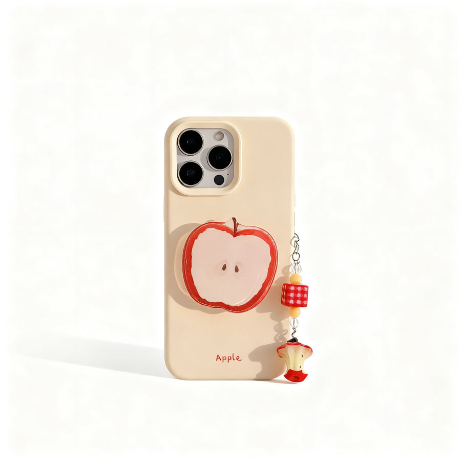 Red Apple Design Soft Silicone Phone Case with Stand for iPhone