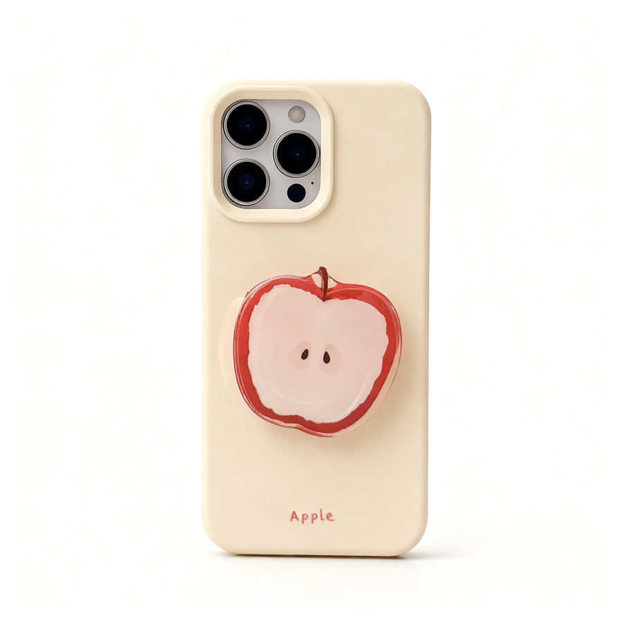 Red Apple Design Soft Silicone Phone Case with Stand for iPhone