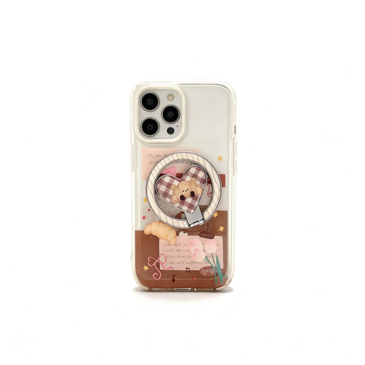 Transparent Cartoon Croissant Soft Phone Case for iPhone