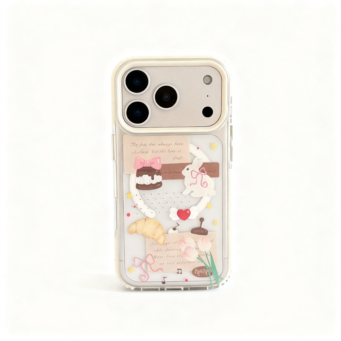 Transparent Cartoon Croissant Soft Phone Case for iPhone