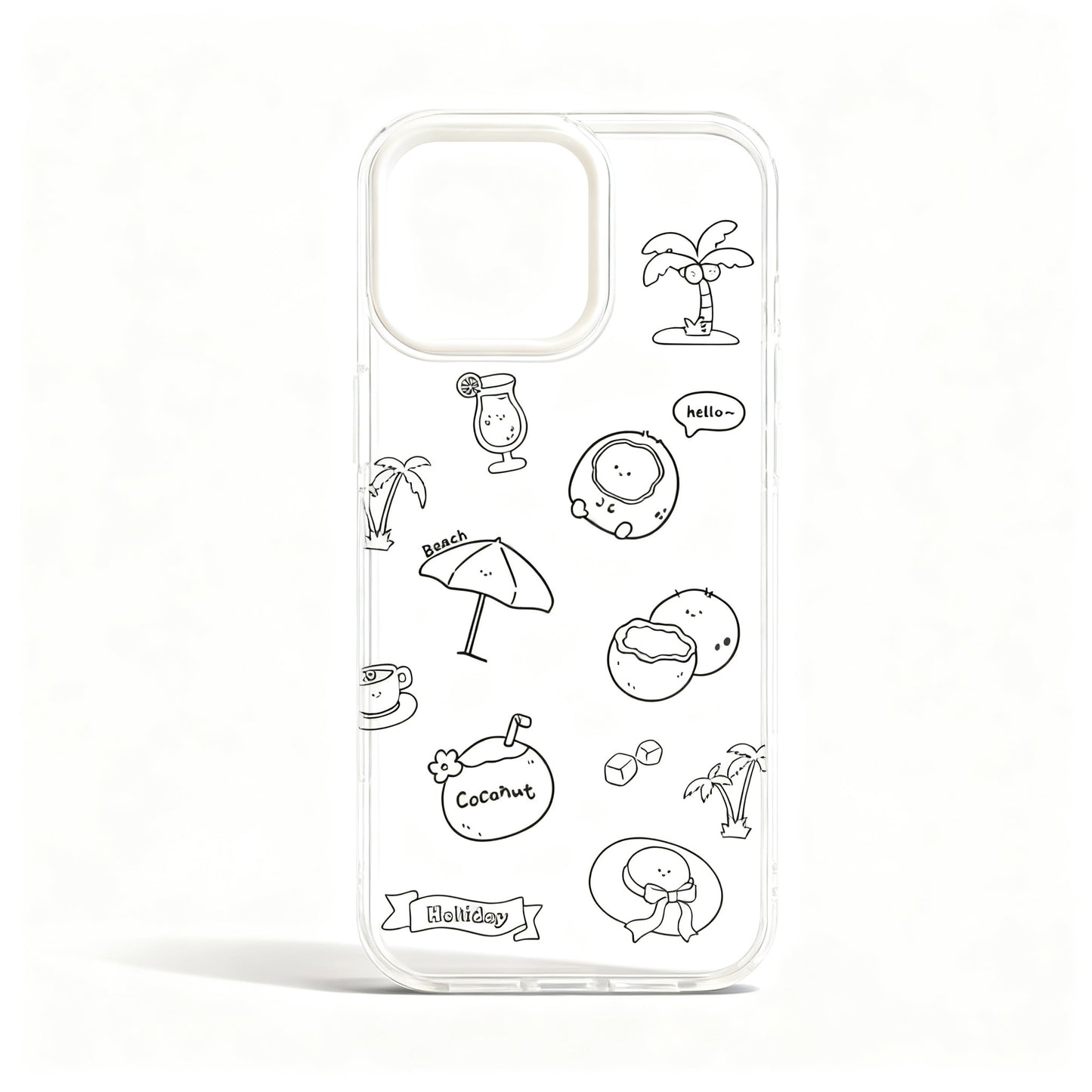 Transparent Coconut Print Soft Phone Case with Magnetic Stand for iPhone