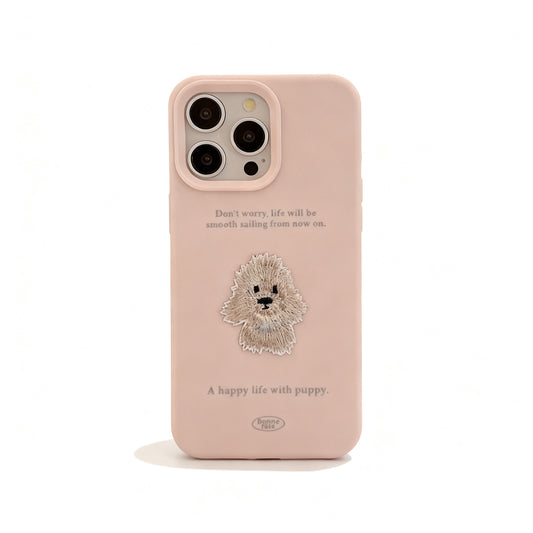 Cute Embroidered Dog Soft Phone Case for iPhone