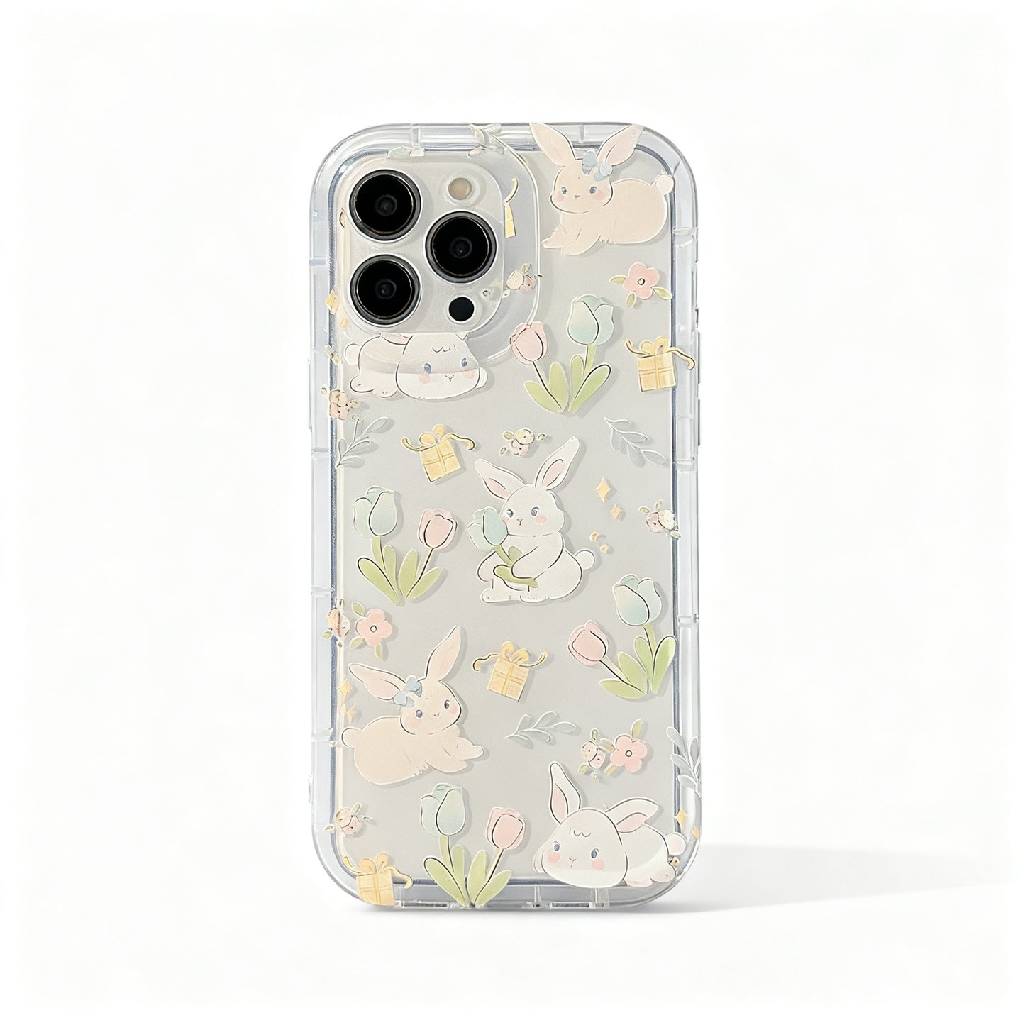 Cute Floral Rabbit Soft Phone Case for iPhone