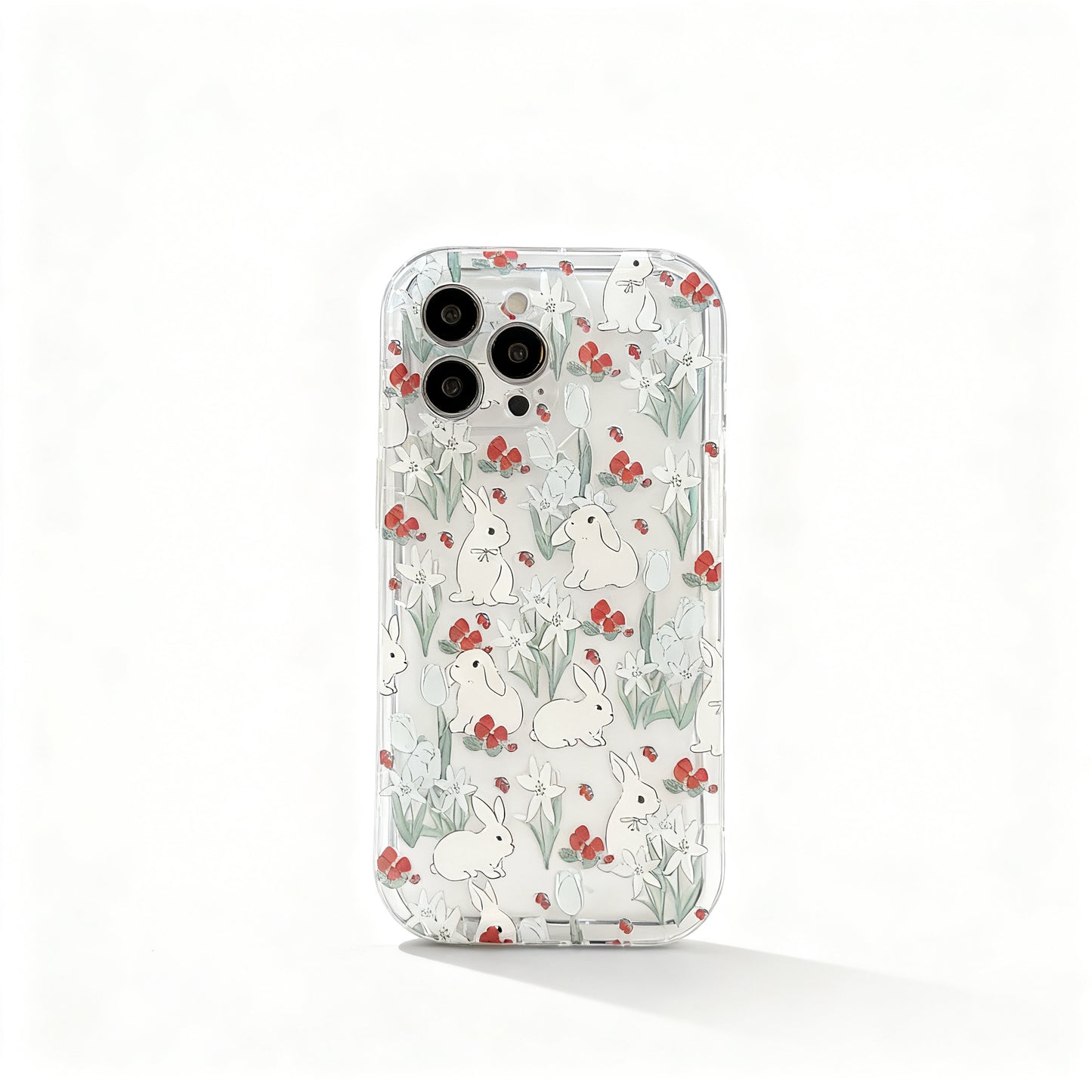 Cute Floral Rabbit Soft Phone Case for iPhone