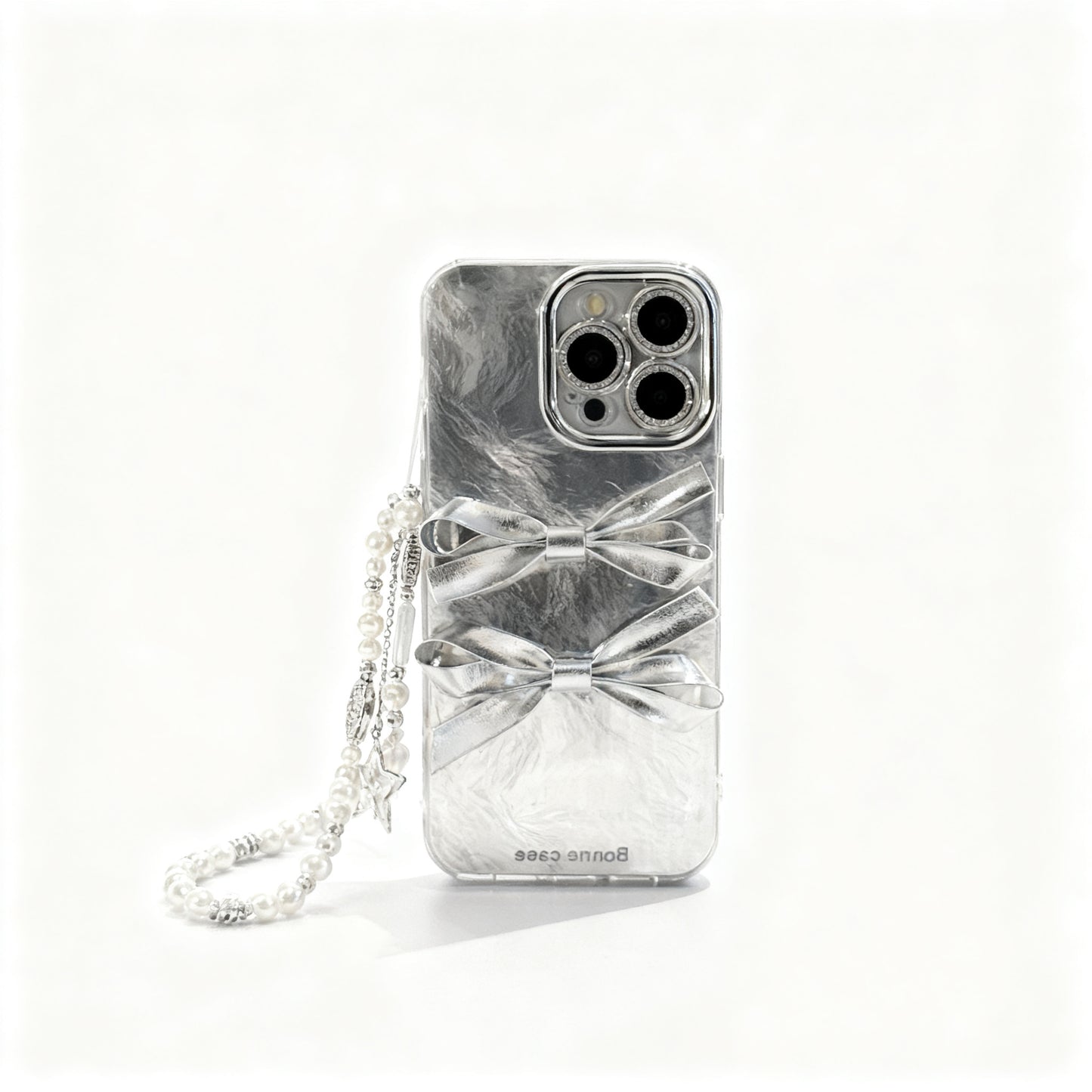 Silver Bow 3D Design Luxe Phone Case for iPhone