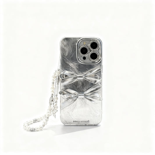 Silver Bow 3D Design Luxe Phone Case for iPhone