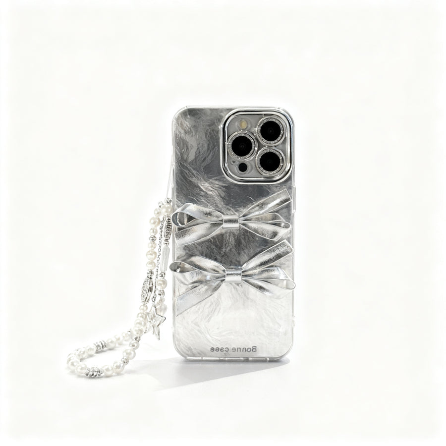 Silver Bow 3D Design Luxe Phone Case for iPhone
