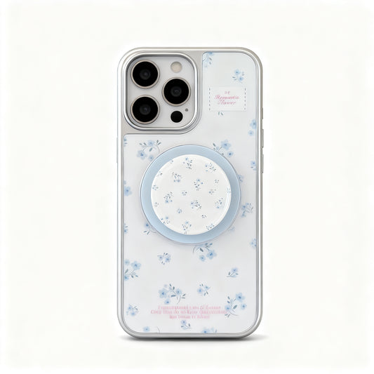 Blue Floral Stand Phone Case for iPhone