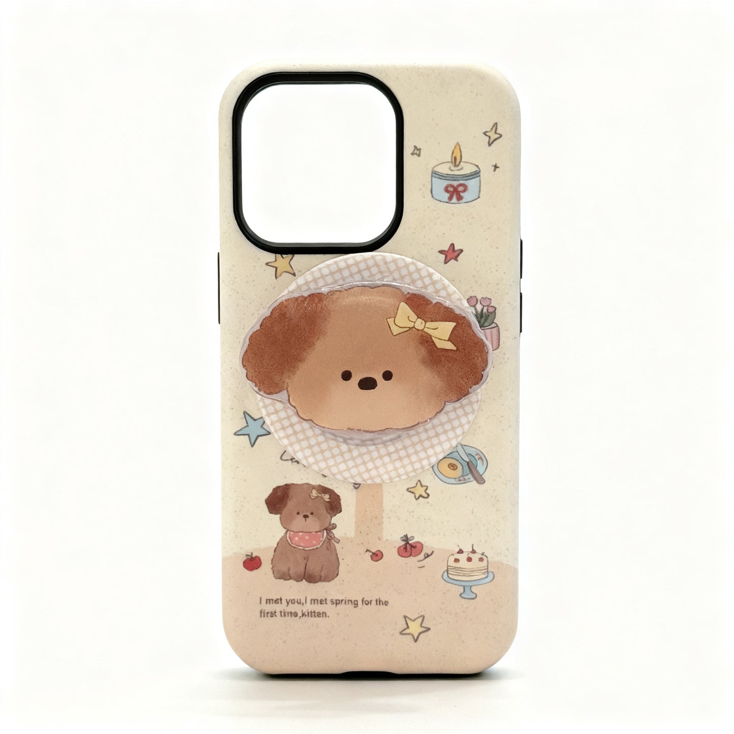 Cute Puppy Design Magnetic Stand Phone Case for iPhone