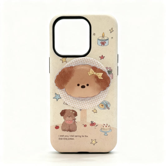 Cute Puppy Design Magnetic Stand Phone Case for iPhone