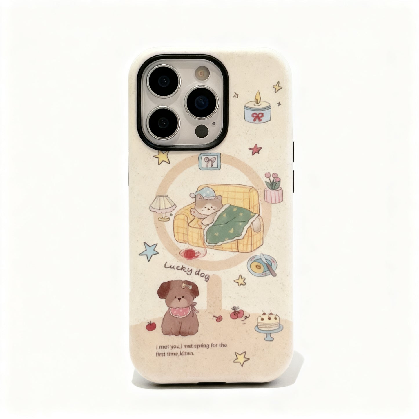 Cute Puppy Design Magnetic Stand Phone Case for iPhone