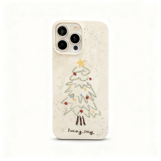 Glossy Christmas Tree Doodle Phone Case for iPhone