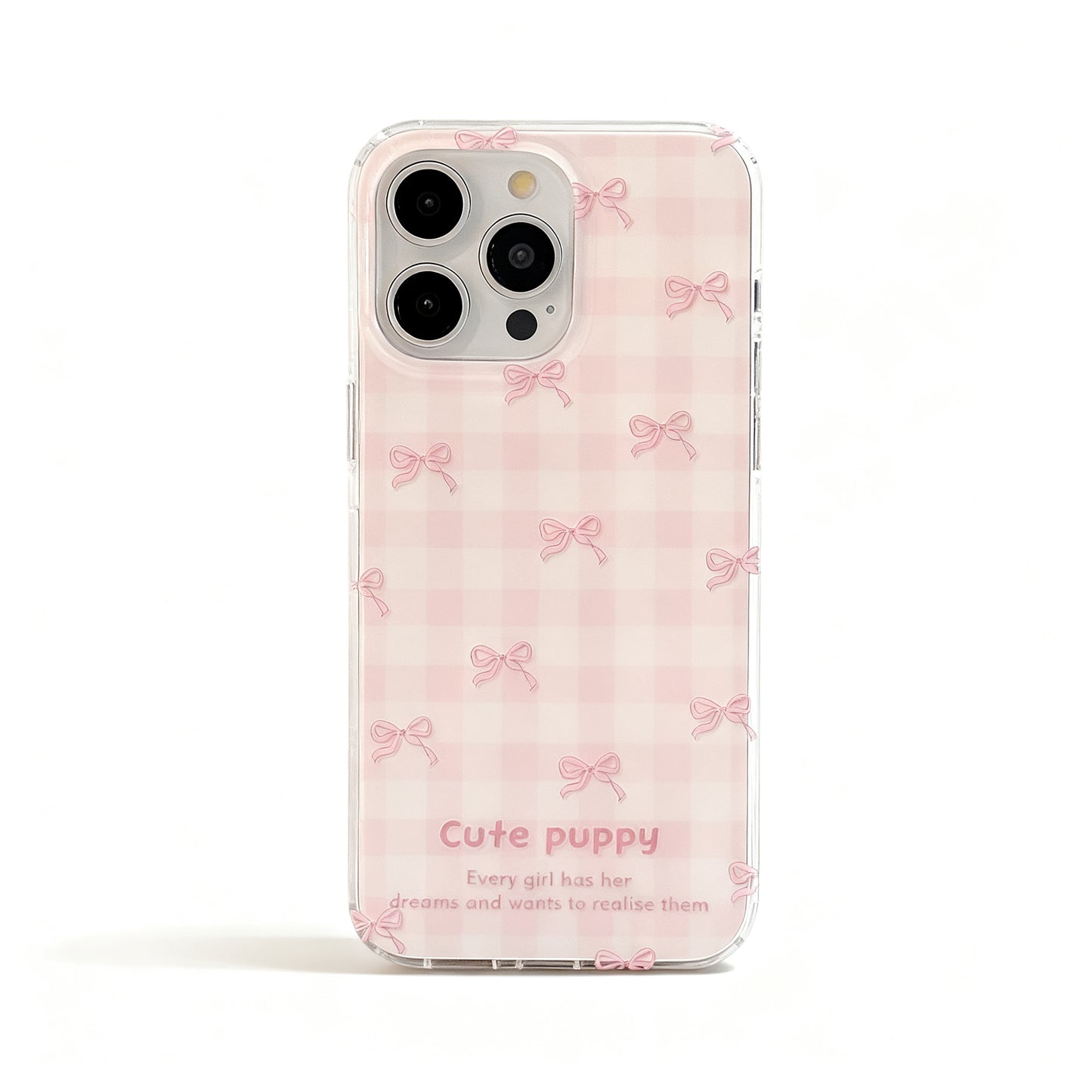 Pink Plaid Soft Phone Case with Bow for iPhone
