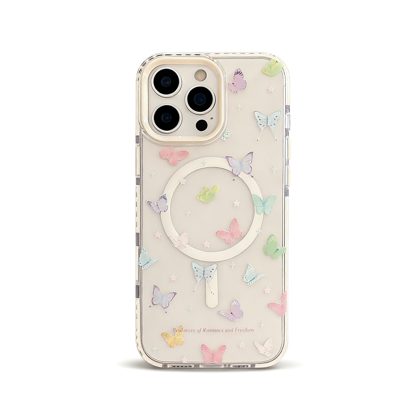 Clear Colorful Butterfly Transparent Phone Case for iPhone with Magnetic Stand