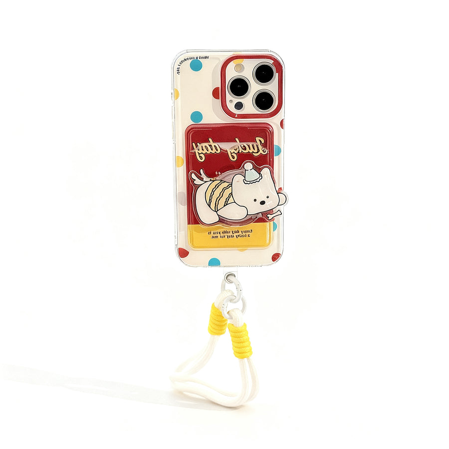 Cute Polka Dot Dog Stand Phone Case for iPhone