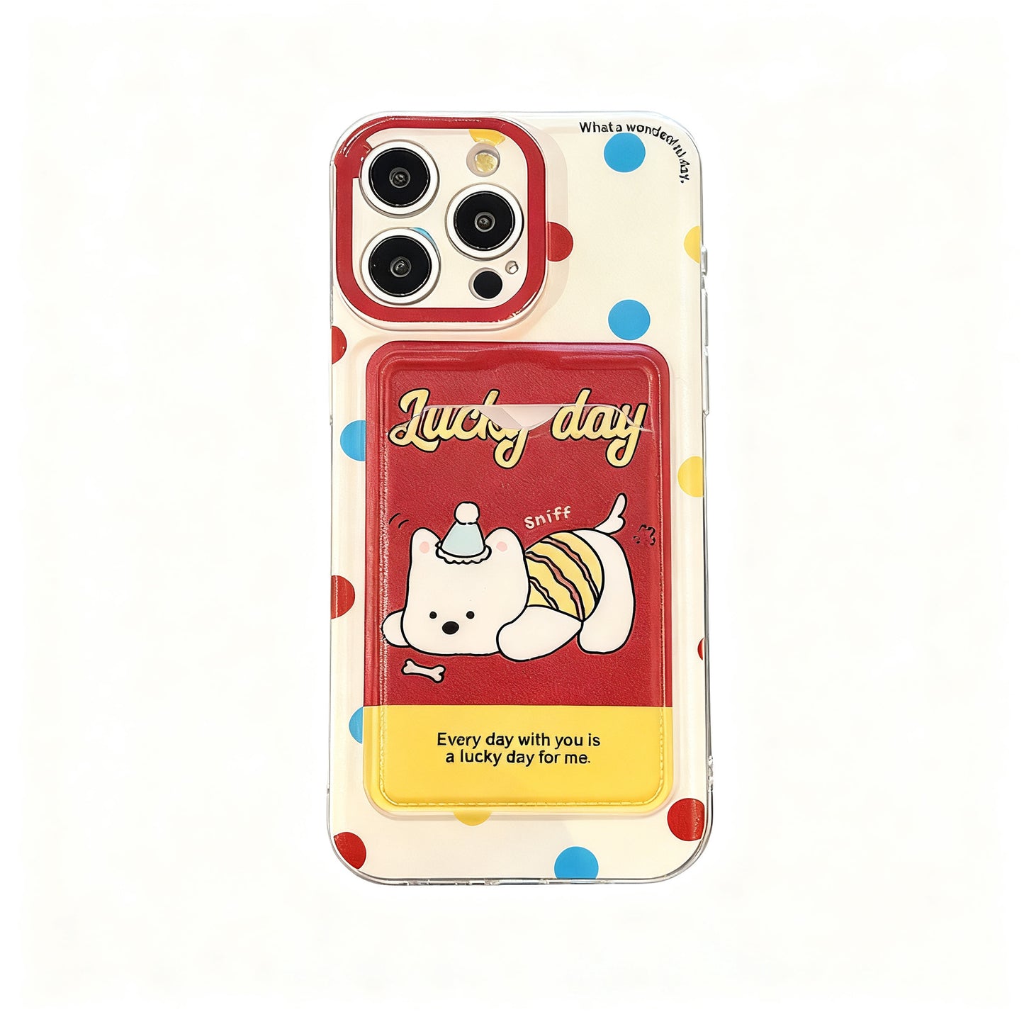 Cute Polka Dot Dog Stand Phone Case for iPhone