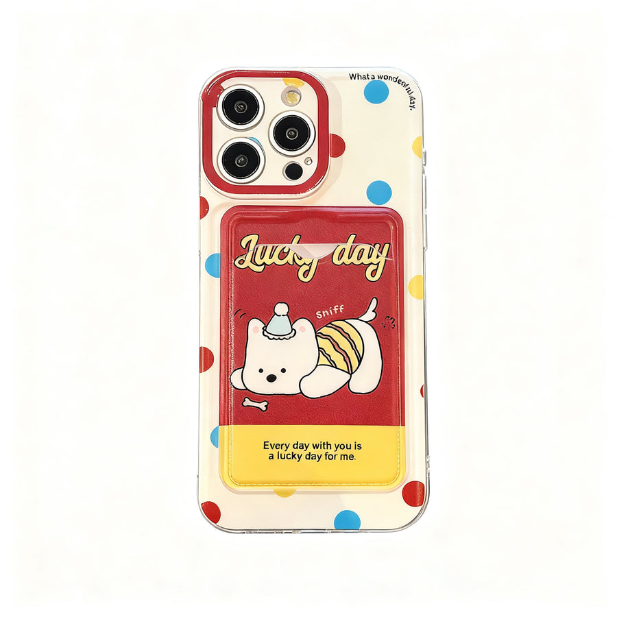Cute Polka Dot Dog Stand Phone Case for iPhone