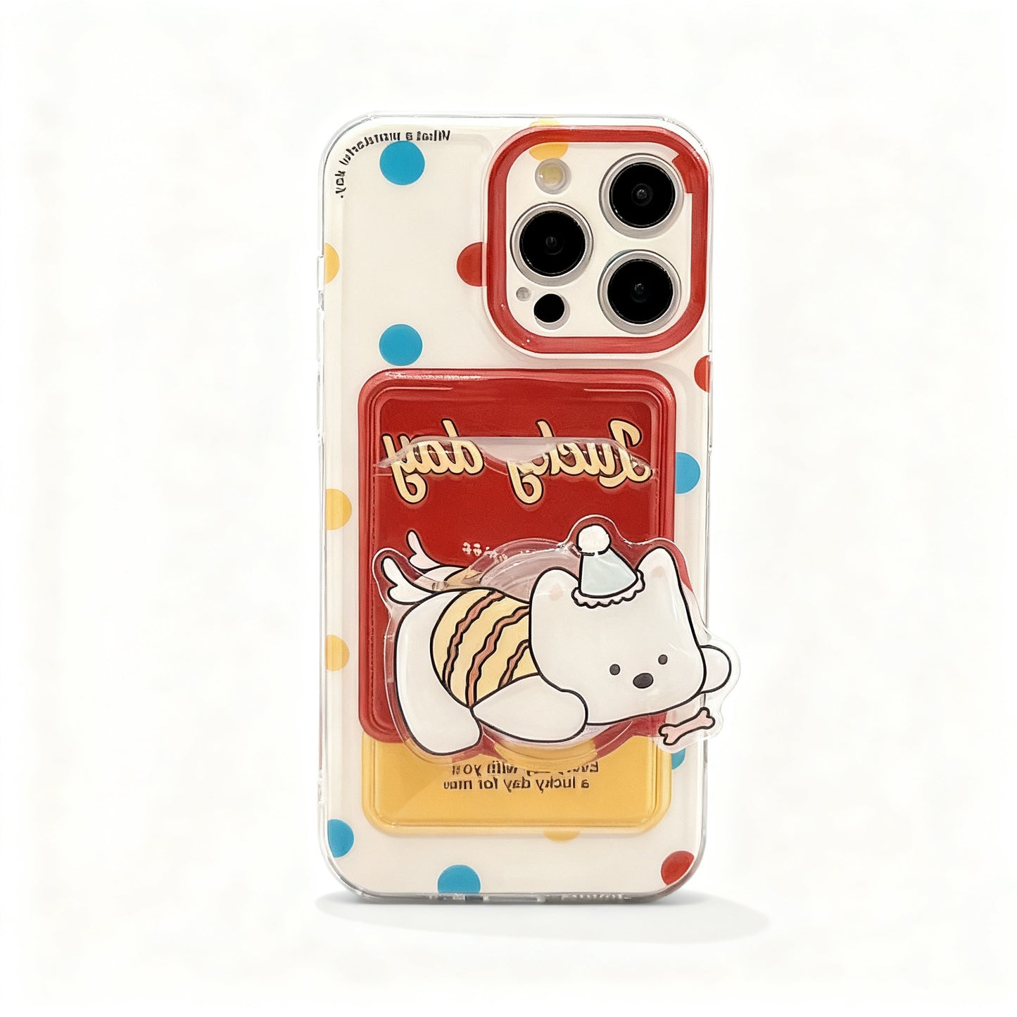 Cute Polka Dot Dog Stand Phone Case for iPhone