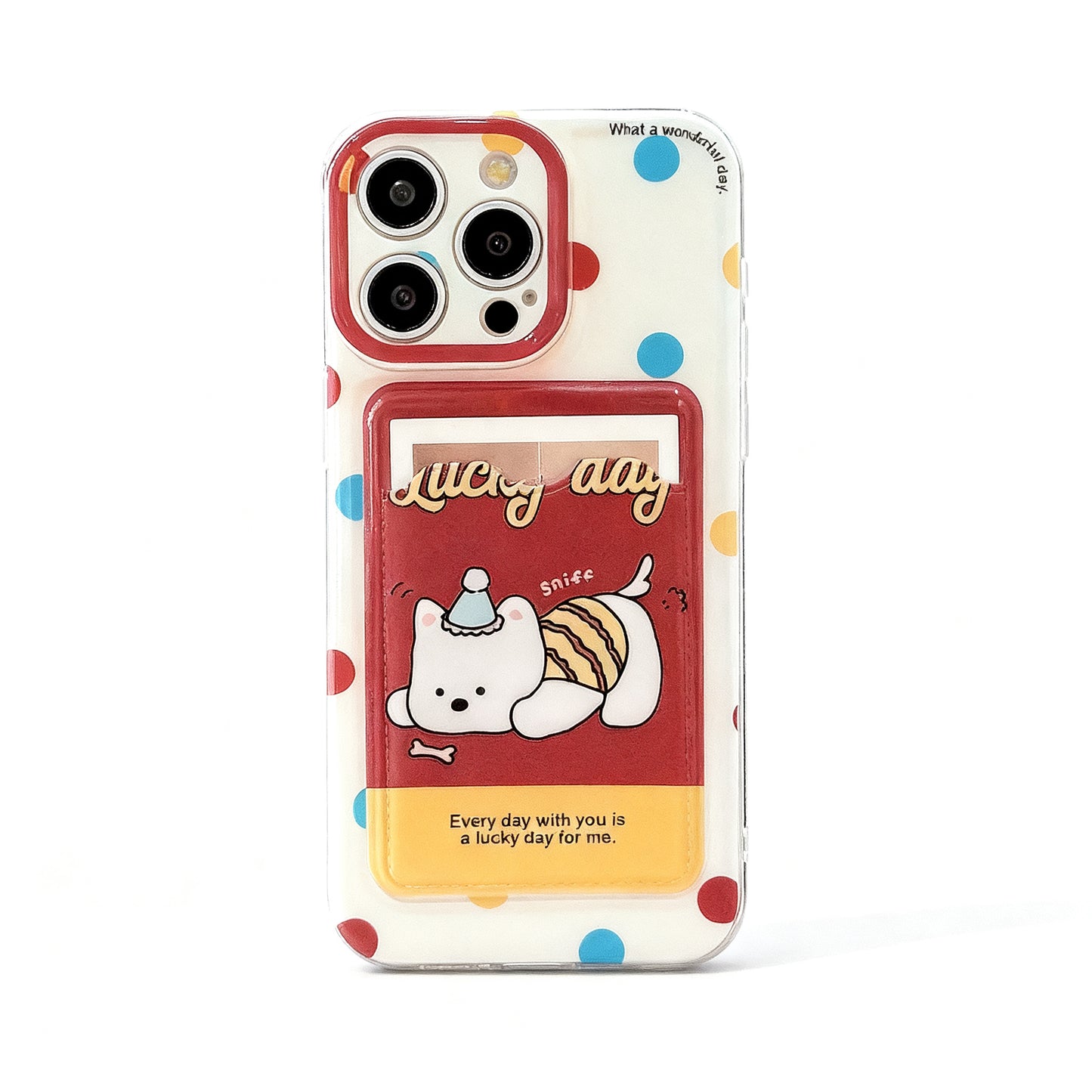 Cute Polka Dot Dog Stand Phone Case for iPhone