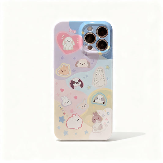 Cute Pink Rabbit Pattern Soft Phone Case for iPhone