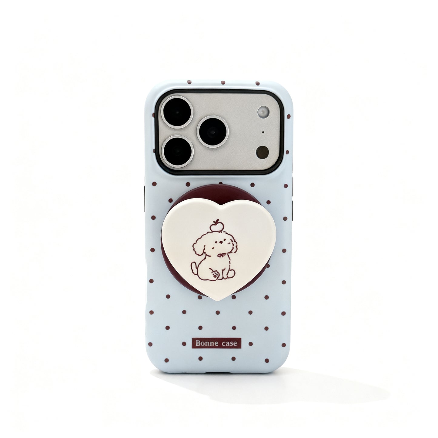 Light Blue Polka Dot Cute Phone Case with Stand for iPhone