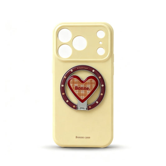 Pink Heart Color Block Magnetic Stand Phone Case for iPhone