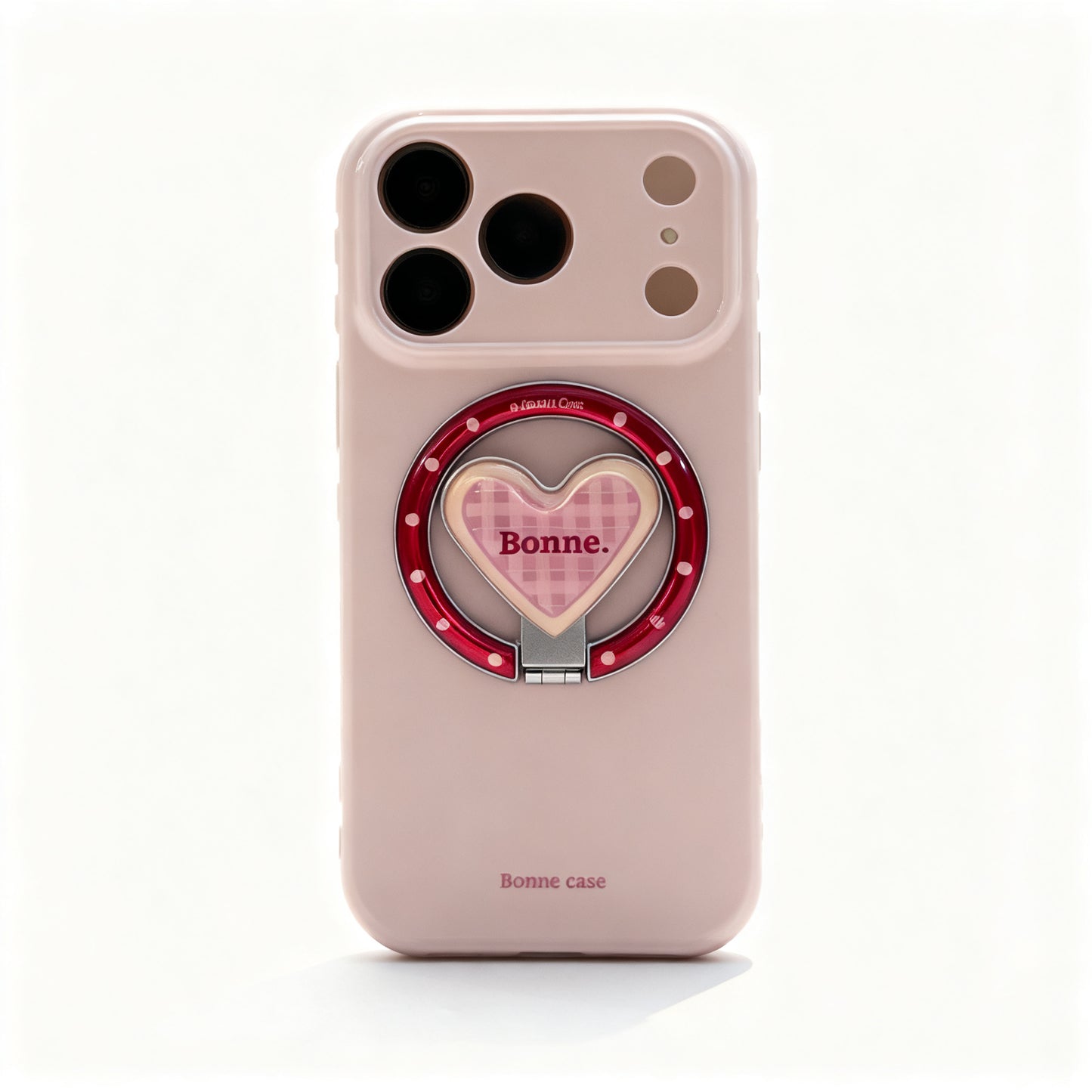 Pink Heart Color Block Magnetic Stand Phone Case for iPhone