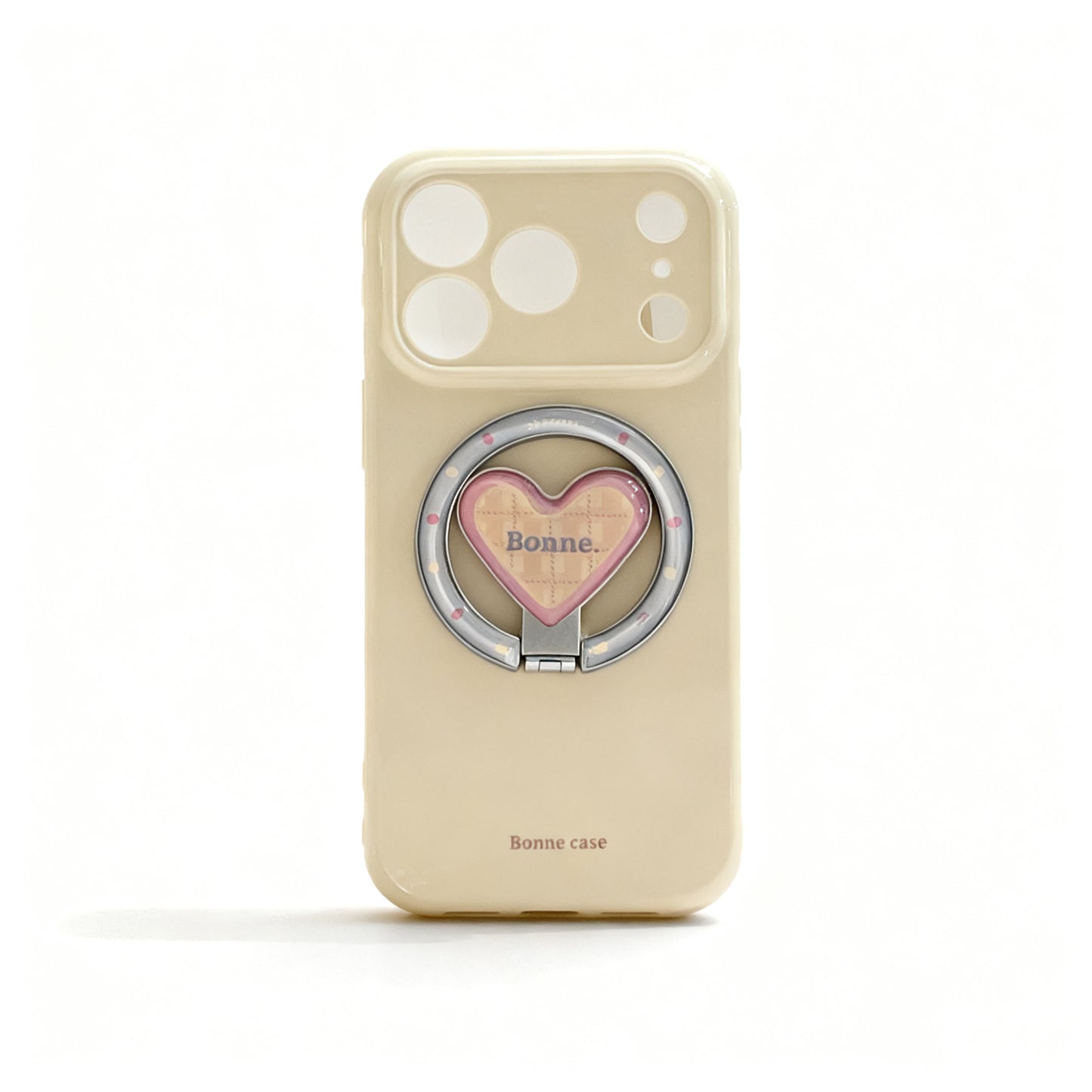 Pink Heart Color Block Magnetic Stand Phone Case for iPhone
