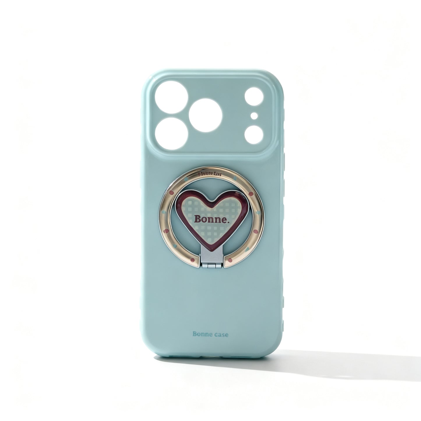 Pink Heart Color Block Magnetic Stand Phone Case for iPhone
