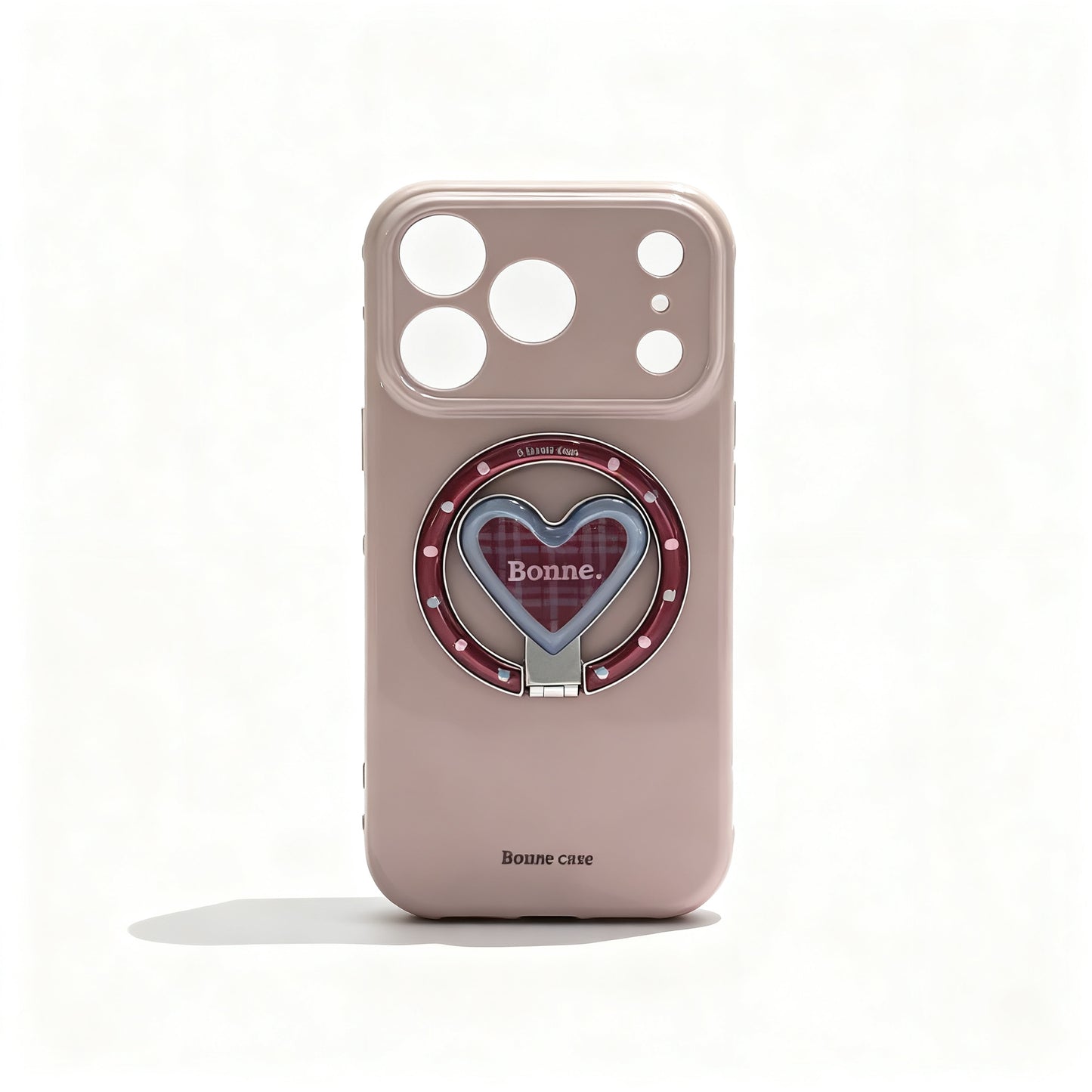 Pink Heart Color Block Magnetic Stand Phone Case for iPhone