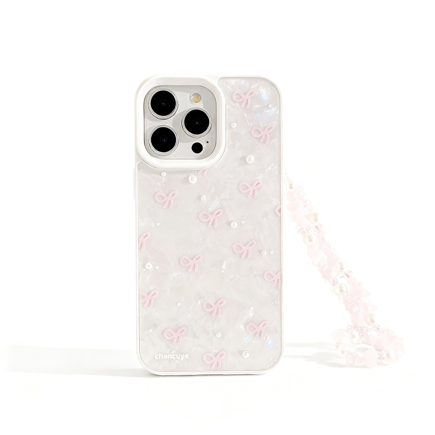 Pink Pearl Butterfly Bow Soft Phone Case for iPhone