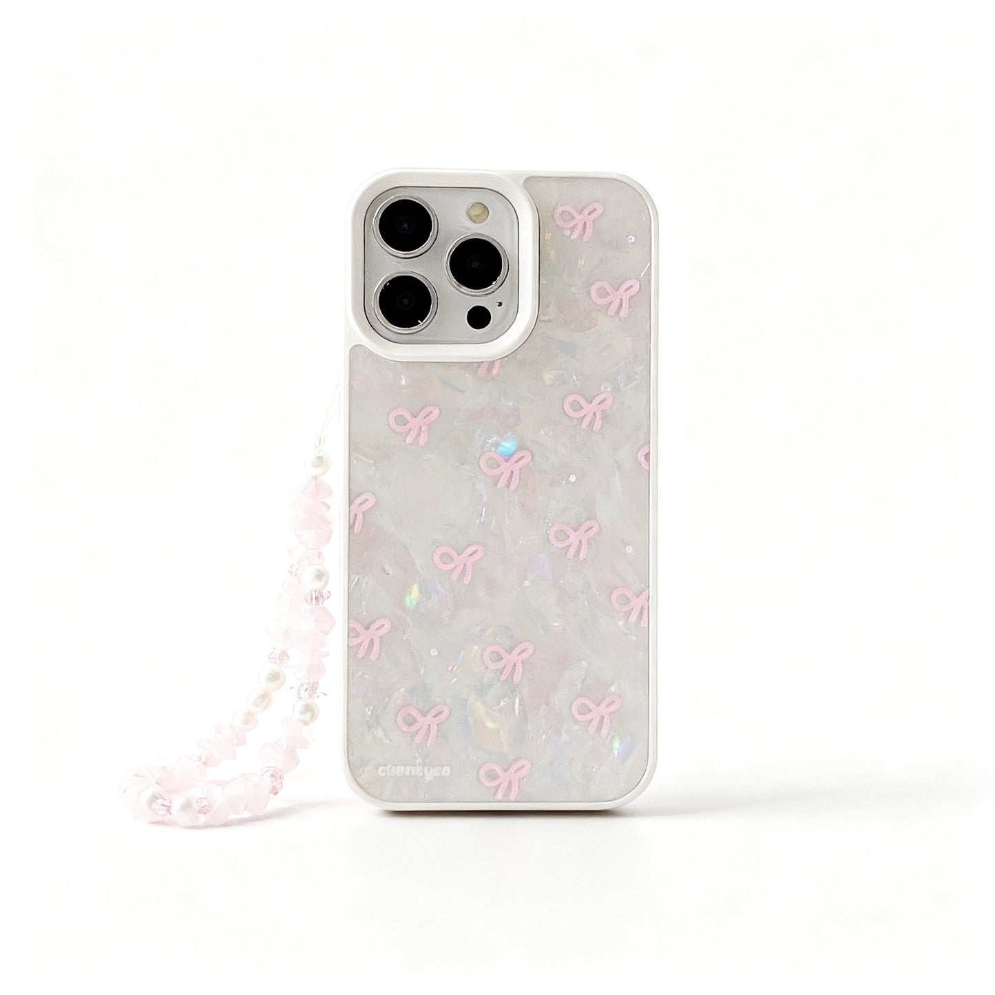 Pink Pearl Butterfly Bow Soft Phone Case for iPhone