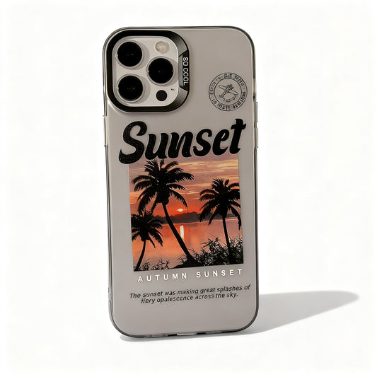 Vintage Coconut Sunset Shockproof Phone Case for iPhone