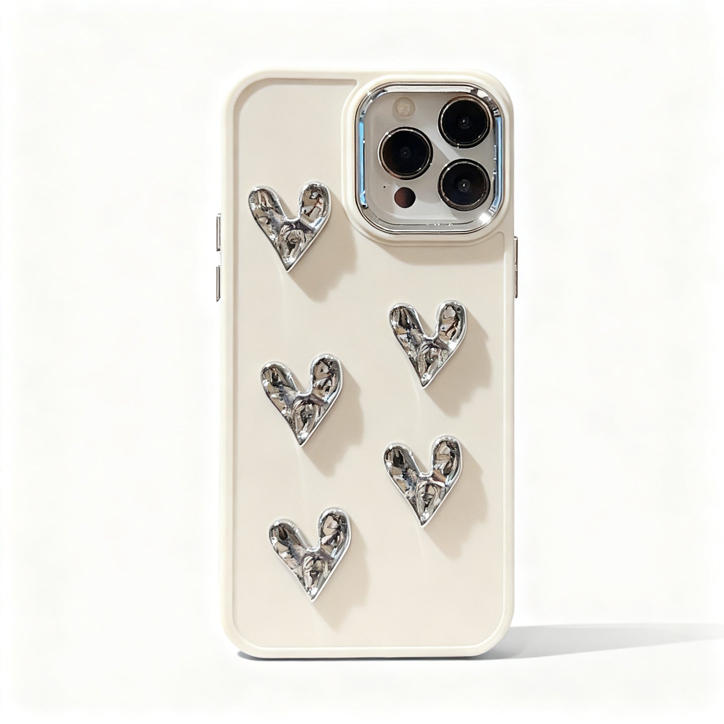 Metallic Gold Heart Wrinkle Phone Case for iPhone