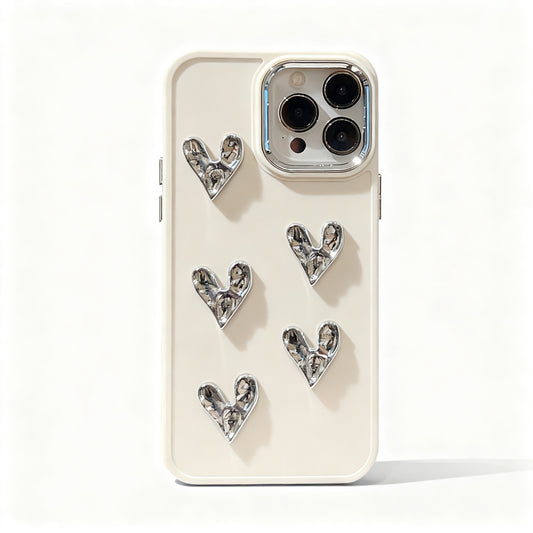 Metallic Gold Heart Wrinkle Phone Case for iPhone