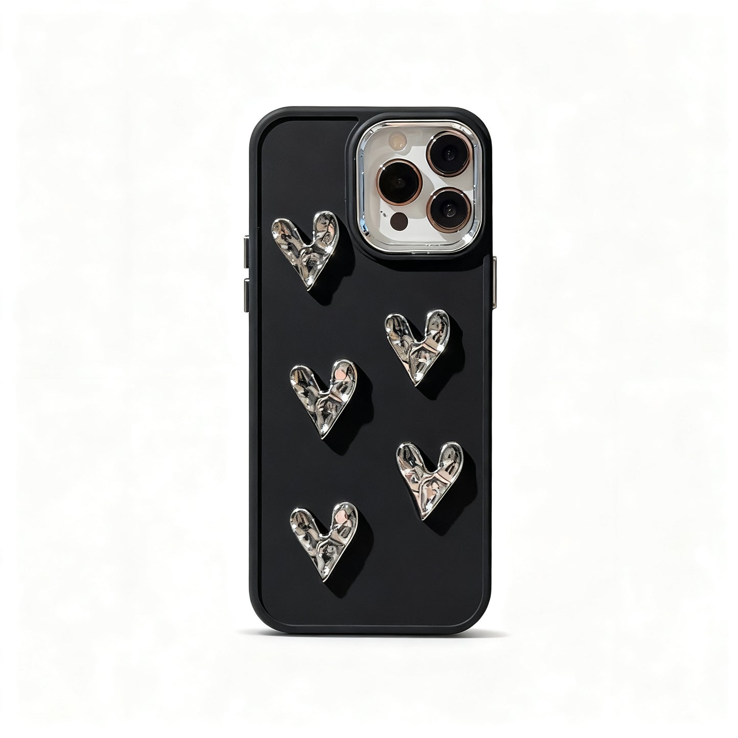 Metallic Gold Heart Wrinkle Phone Case for iPhone