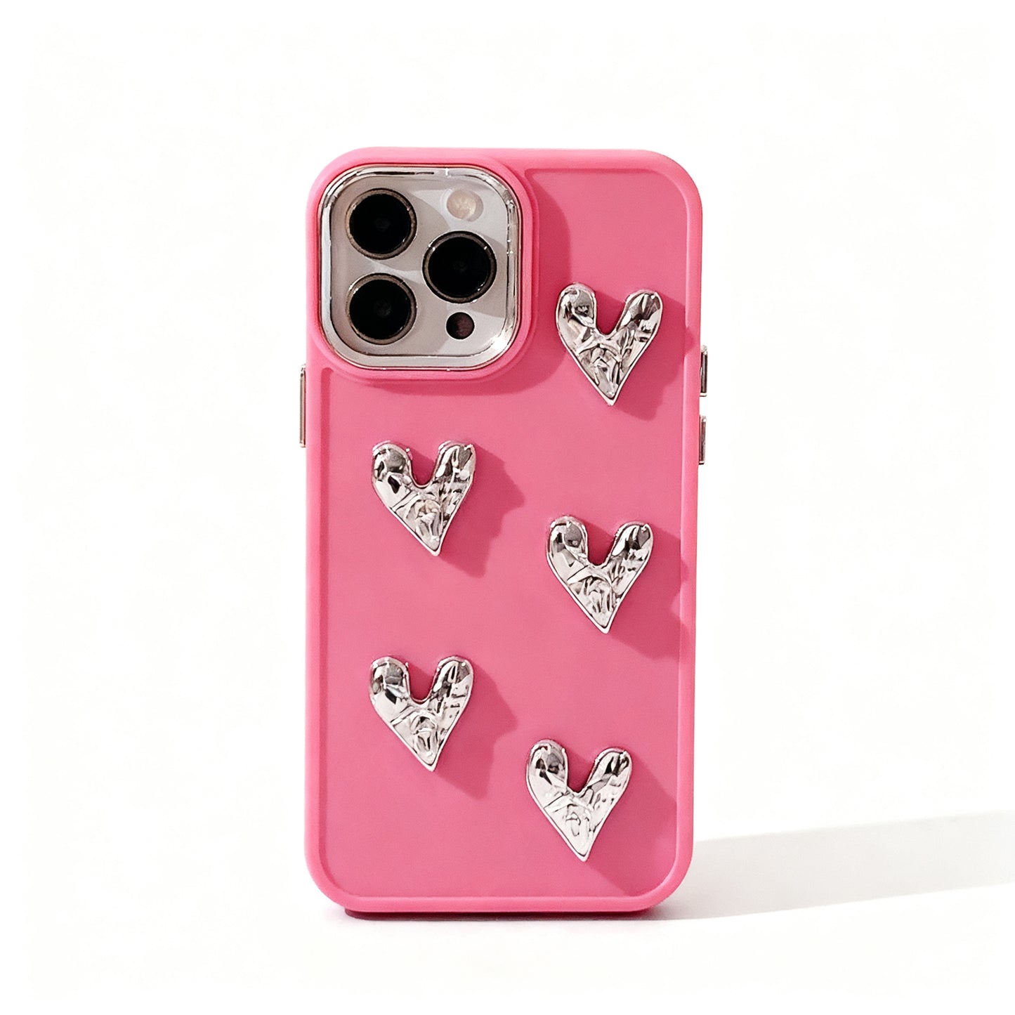 Metallic Gold Heart Wrinkle Phone Case for iPhone