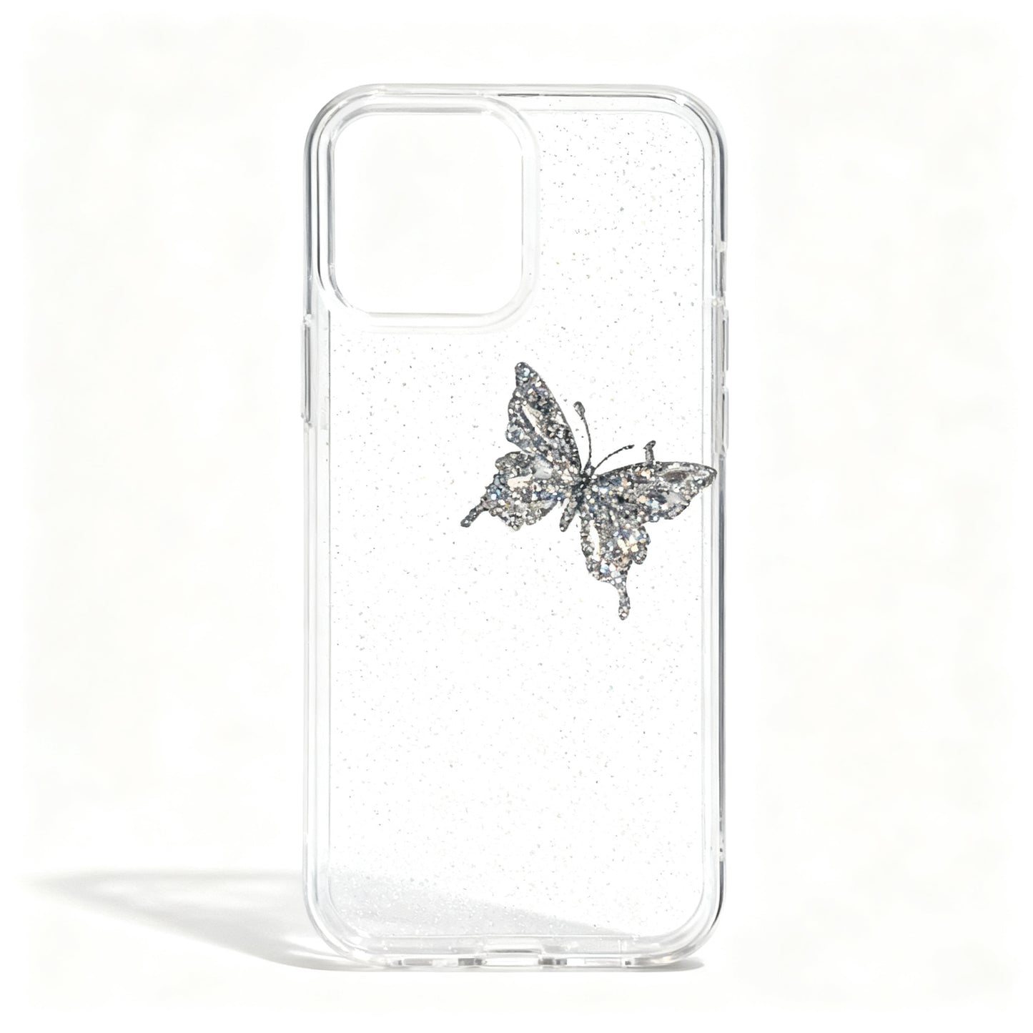Elegant Transparent Butterfly Glitter Phone Case for iPhone