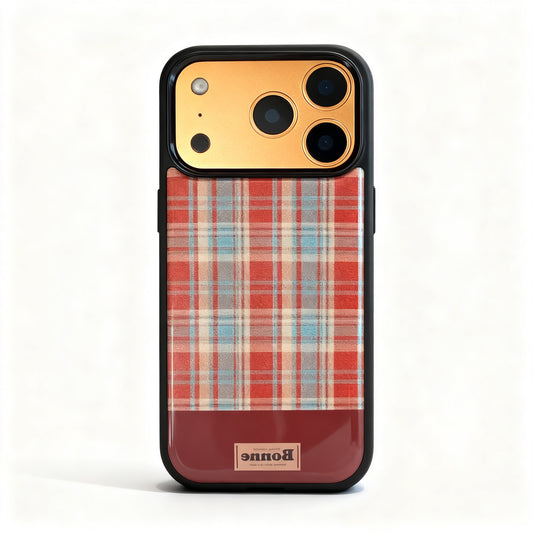 Vintage Burgundy Plaid Shockproof Phone Case for iPhone