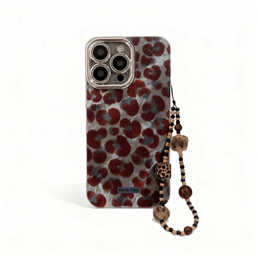 Vintage Blue and Brown Leopard Print Soft Phone Case for iPhone