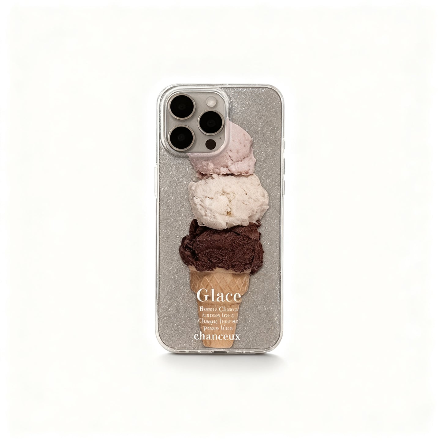 Transparent Glitter Ice Cream Phone Case for iPhone